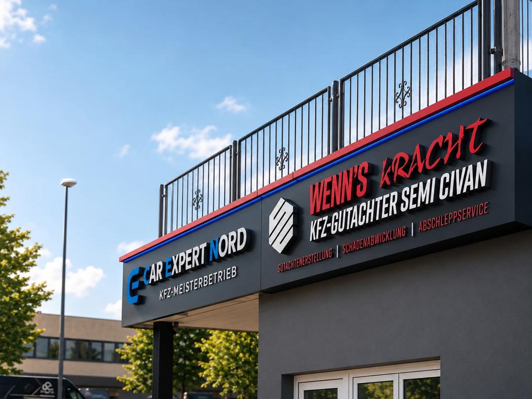 Firmenschild von Car Expert Nord am Gebäude in Hildesheim